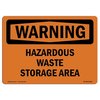 Signmission Safety Sign, OSHA WARNING, 5" Height, 7" Width, Hazardous Waste Storage Area, Landscape OS-WS-D-57-L-12169